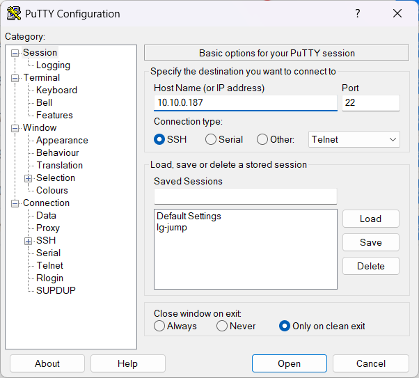 putty连接设备